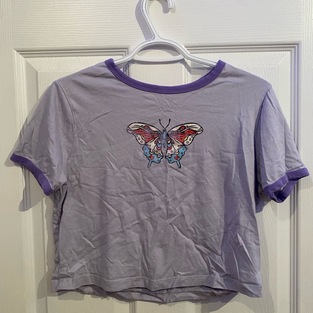 NOBO Purple Butterfly Crop Top